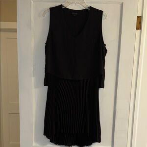 All saints Taya sleeveless V-neck pleated dress black women's size 6